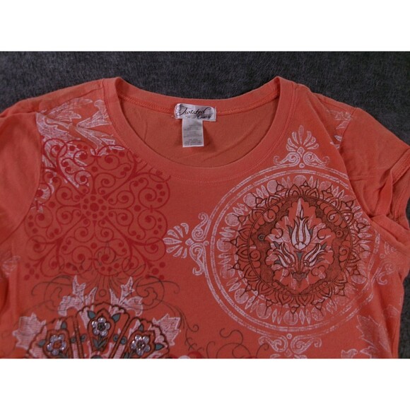 Twisted Courtesy Top Women XXL Orange Medallion Causal Boho Causal Beachy Resort - Picture 2 of 9